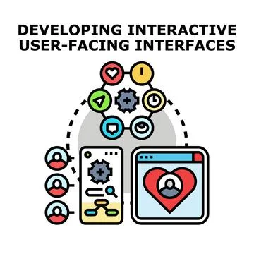 Developing interactive user facing interfaces for web and mobile Stock Illustration