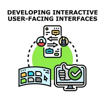 Developing interactive user facing interfaces and software applications Illustrazione stock