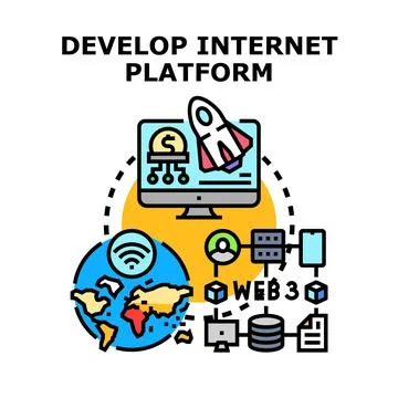 Developing internet platform for global technology business Stock Illustration