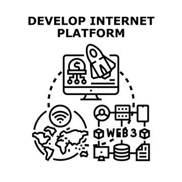 Developing internet platform for global technology business Stock Illustration