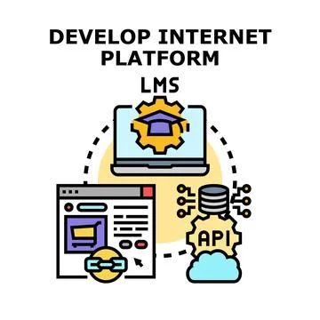 Developing internet platform for learning management system Stock Illustration