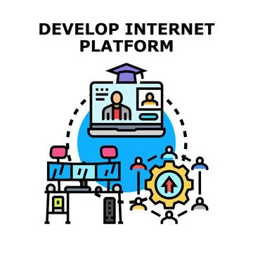 Developing internet platform for online education and digital collaboration イラスト素材