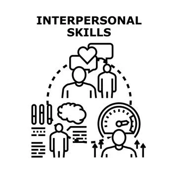 Developing interpersonal skills concept with communication and growth Stock Illustration