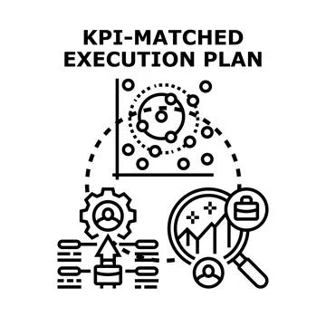 Developing kpi matched execution plan for business strategy Stock Illustration