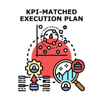 Developing kpi matched execution plan for business strategy Stock Illustration