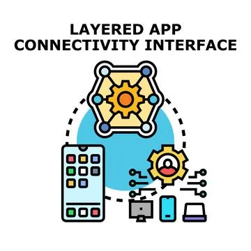Developing layered application connectivity interface system Illustrazione stock