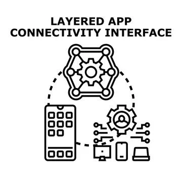 Developing layered application connectivity interface system Stock Illustration