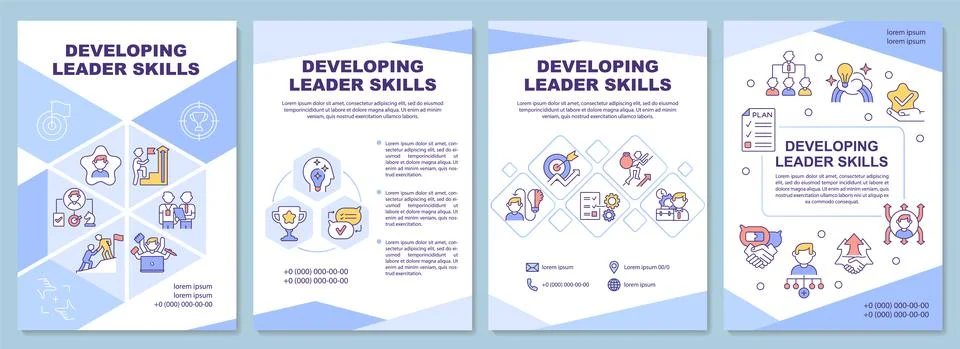Developing leader skills brochure template Stock Illustration