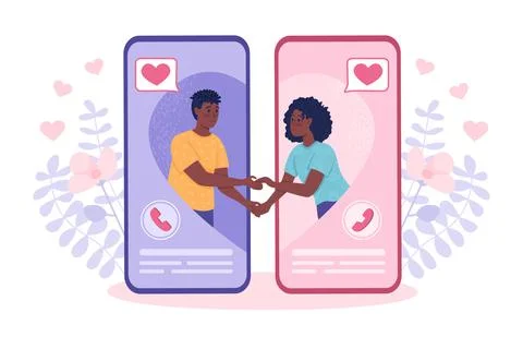 Developing long-distance relationship flat concept vector illustration Stock Illustration