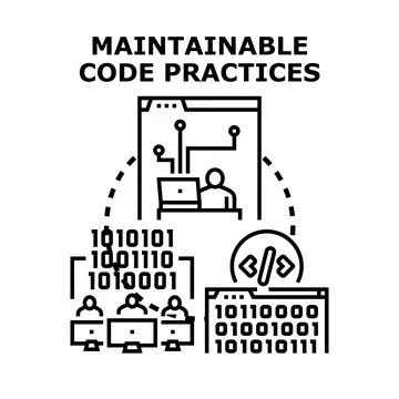 Developing maintainable code practices for software engineering Stock Illustration