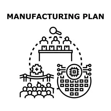 Developing manufacturing plan for product launch and production strategy Stock Illustration