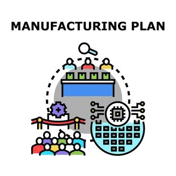Developing manufacturing plan for product launch and production strategy Stock Illustration
