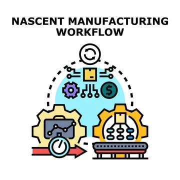 Developing manufacturing workflow concept innovating production process Stockillustratie