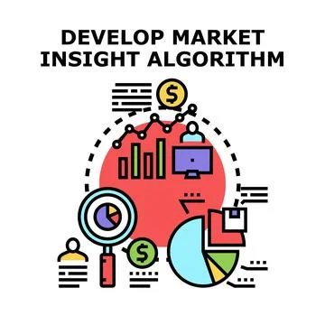 Developing market insight algorithm with data analysis and research Stockillustratie