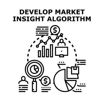 Developing market insight algorithm with data analysis and research Stock Illustration