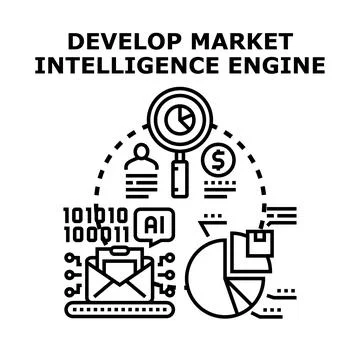 Developing market intelligence engine for business data analysis Stock Illustration