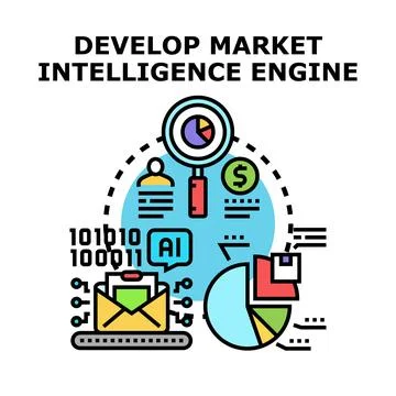 Developing market intelligence engine for business data analysis Stockillustratie