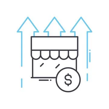 Developing marketing line icon, outline symbol, vector illustration, concept Stock Illustration