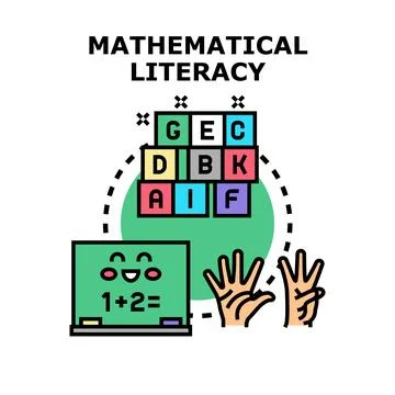 Developing mathematical literacy and educational skills concept 库存插图