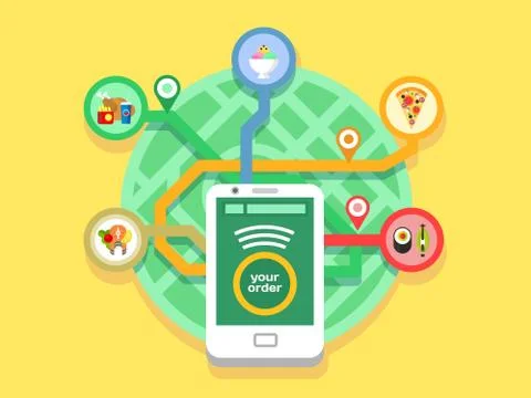 Developing a mobile app and layout Stock Illustration