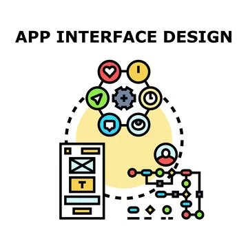 Developing mobile application user interface design process Illustrazione stock