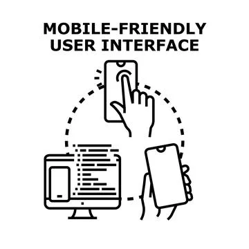 Developing mobile friendly user interface responsive applications Stock Illustration