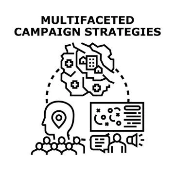 Developing multifaceted campaign strategies for business growth Stock Illustration