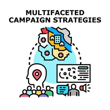 Developing multifaceted campaign strategies for business growth Stock Illustration