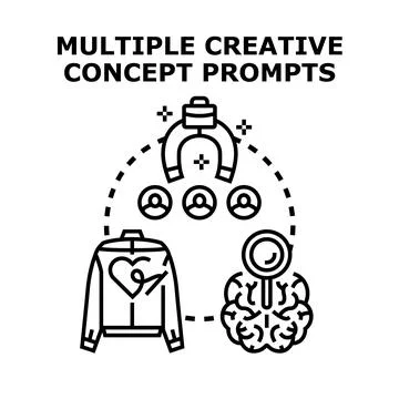 Developing multiple creative concept prompts vector Stock Illustration