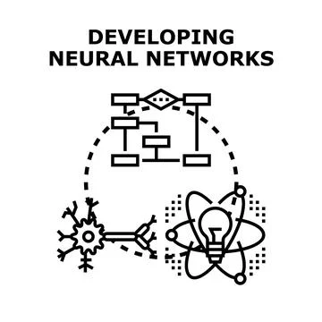 Developing neural networks and artificial intelligence concepts Stock Illustration