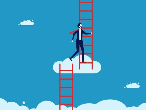 Developing a new career path. Businessman climbs the stairs to change directi Stock-Illustration