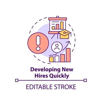 Developing new hires quickly concept icon Stock Illustration