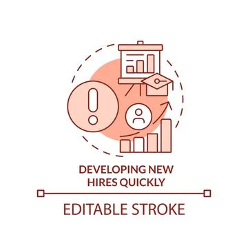 Developing new hires quickly terracotta concept icon Stock Illustration