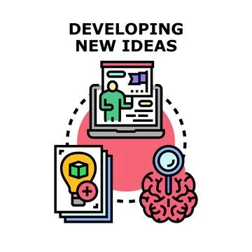 Developing new ideas concept strategy and creative thinking process Stock Illustration