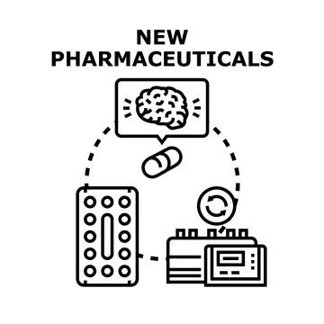 Developing new pharmaceuticals for brain health research Stock Illustration