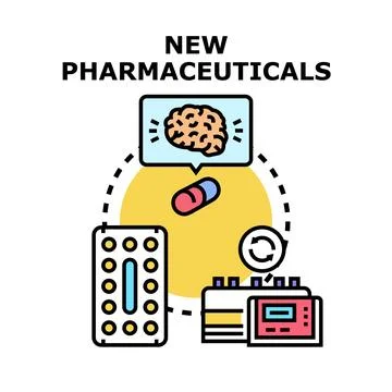 Developing new pharmaceuticals for brain health research Stock Illustration