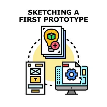 Developing new product idea and prototype testing Stock Illustration