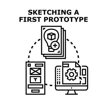 Developing new product idea and prototype testing Stockillustratie