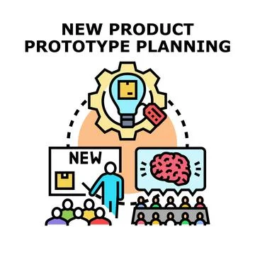 Developing new product prototype planning concept Stock Illustration