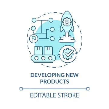Developing new products blue concept icon 스톡 일러스트