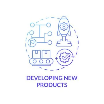 Developing new products blue gradient concept icon Stock Illustration