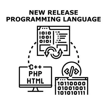 Developing new programming languages and software development concepts Stock-Illustration
