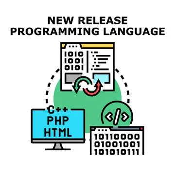 Developing new programming languages and software development concepts Stock Illustration
