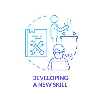 Developing new skill blue gradient concept icon Stock Illustration