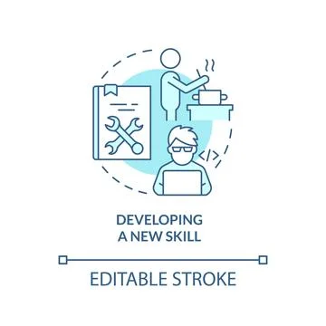 Developing new skill turquoise concept icon Stock Illustration