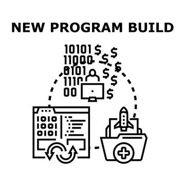 Developing new software program and building product Illustrazione stock