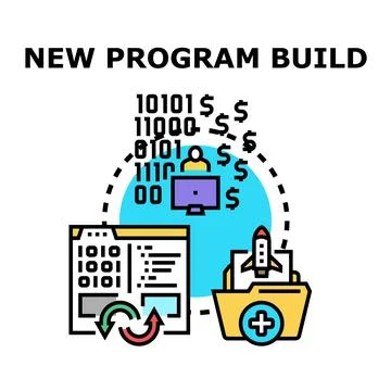 Developing new software program and building product Illustrazione stock