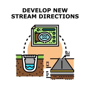 Developing new stream directions for water management design Stock Illustration