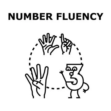 Developing number fluency and counting skills concept Stock Illustration
