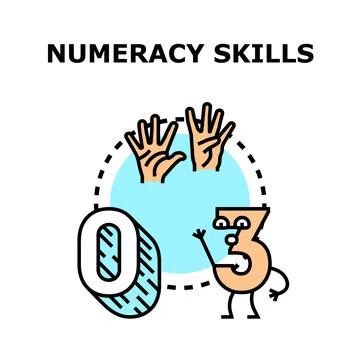 Developing numeracy skills and mathematical education learning Ilustración de archivo